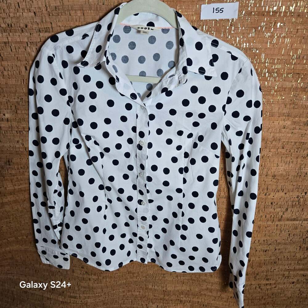 Boden Women's Navy Polka Dot Button Down Shirt US 6 R